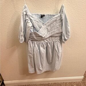 Express Light Blue Gathered Dress